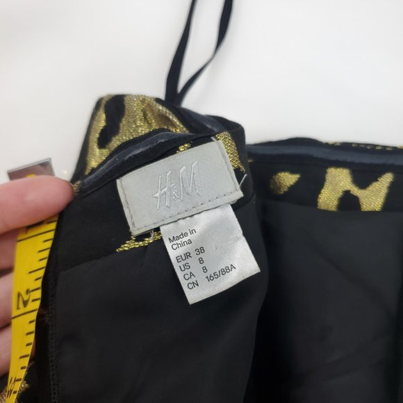 H&M Womens Gold Black Semi Sweetheart Neck Strapless Fully Lined Tube Dress Sz 8 - Picture 7 of 14